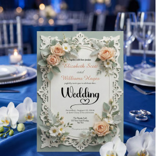 Faux geprägtes romantisches Blumen-Sommerhochzeit Einladung