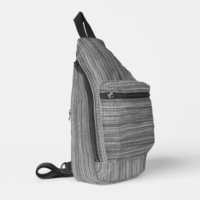 Faux gestricktes Grau Crossbody Bag (Linke Seite)