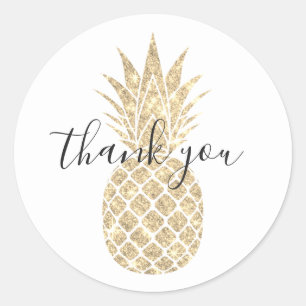 Faux Glitter Ananas Danke Rund Aufkleber