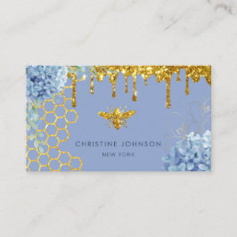 faux glitter bee and flowers Business Card Visitenkarte