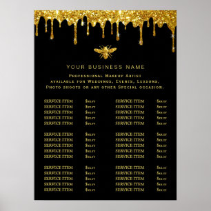 Faux-Glitter-Bienen-Logo-Preisliste-Poster Poster
