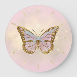 faux glitter butterfly große wanduhr