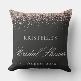 Faux Glitter Pink Black Bridal Shower Personalized Kissen