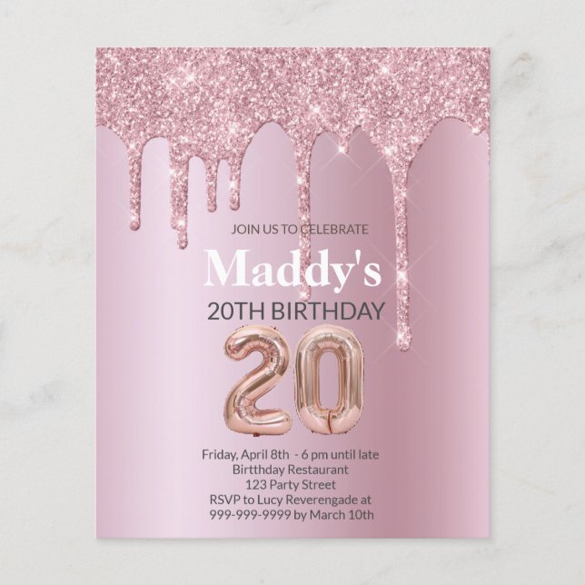 Faux Glittery carte d'anniversaire 20e pour elle (Devant)
