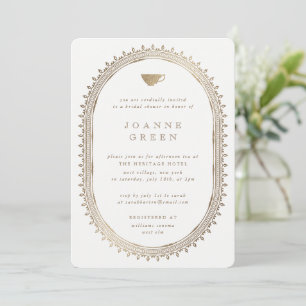 Faux Gold Afternoon Tea Braut-/Hochzeitsdusche Einladung