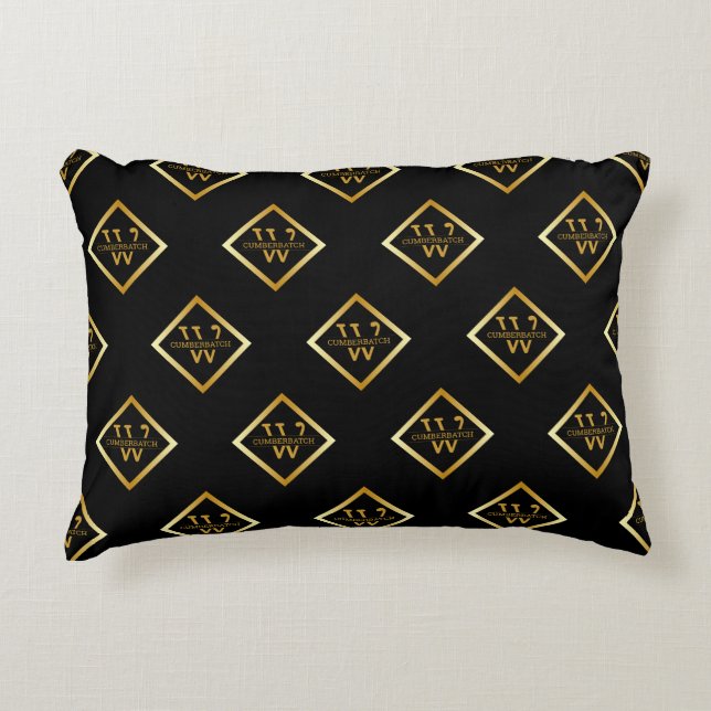 Faux Gold Axis Monogram – Black & Gold Dekokissen (Vorderseite)