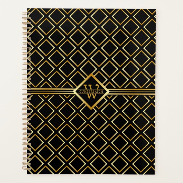 Faux Gold Axis Monogram – Noir & Or (Devant)