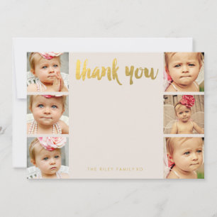 Faux Gold Baby Merci 6 Cartes Flat Frame