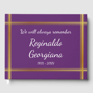 Faux Gold Border Funeral Memorial Livre d'or