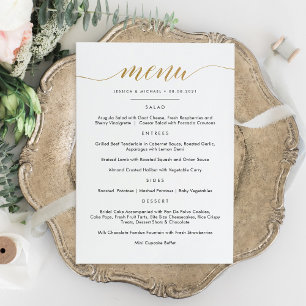 Faux Gold Calligraphy Menu Carte Plat