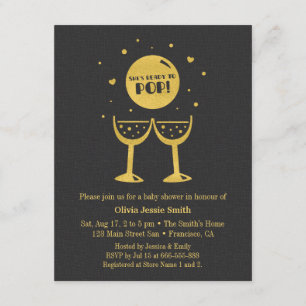 Faux Gold Champagnerglas Ready to Pop Babyparty Einladung