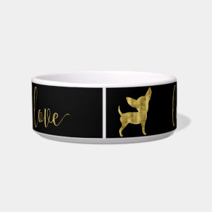 Faux-Gold-Chihuahua-Love-Schwarze-Haustier-Schüsse Napf