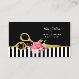 Faux Gold Ciseaux Rose Floral Salon Rendez-vous