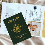 Faux Gold Compass Travel passport destination Einladung<br><div class="desc">Celebrate your love with this elegant Passport Destination Wedding Invitation featuring a stylish navy blue background with a faux gold compass design. Perfect for a travel-themed wedding, this unique invitation adds a touch of adventure and sophistication to your special day. Whether you’re planning a beach wedding, tropical escape, or international...</div>