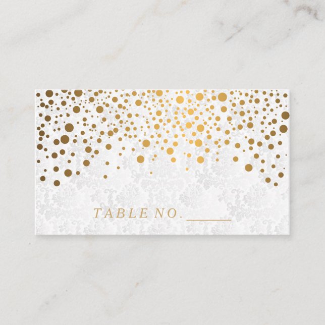 Faux Gold Confetti Dots Place Cartes (Devant)