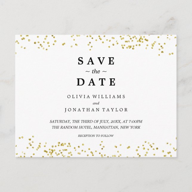 Faux Gold Confetti | Enregistrer La Carte Postale  (Devant)
