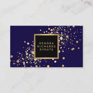 Faux Gold Confetti sur le Carte de visite bleu mod