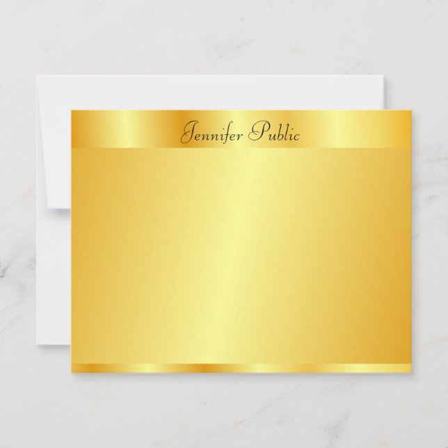 Faux Gold Elegant Main Script Nom Modèle texte (Devant)