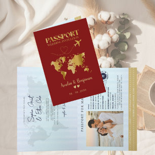 Faux-Gold-Flugzeug Reisepass Ziel Hochzeit Einladung