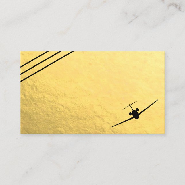 Faux Gold Foil Black Jet Aviation Carte de visite (Devant)