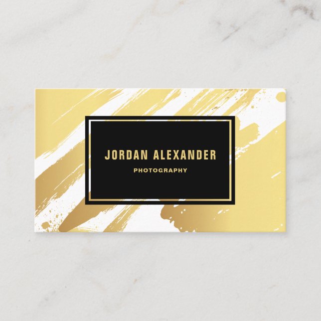 Faux Gold Foil Brushstrokies Carte de visite moder (Devant)
