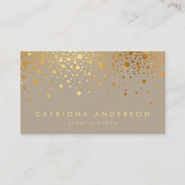 Faux Gold Foil Confetti Dots Carte de visite moder (Devant)