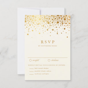 Faux Gold Foil Confetti Dots Mariage RSVP   Ivoire