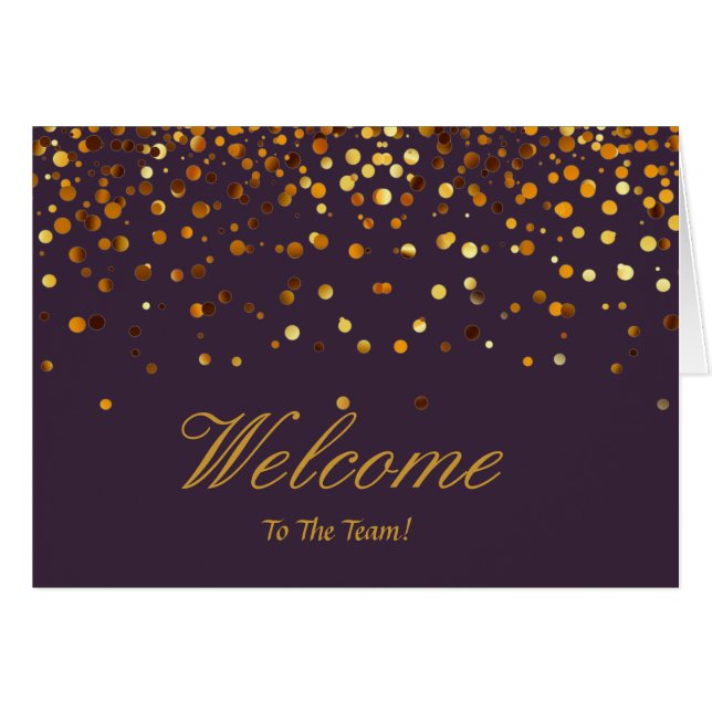 Faux Gold Foil Confetti Élégantes Écluses Bienvenu (Devant horizontal)