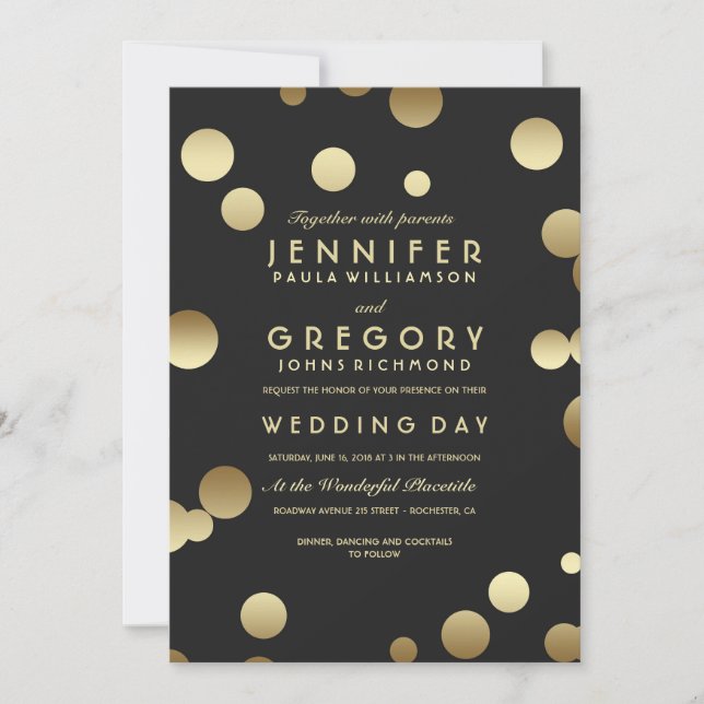 Faux Gold Foil Confetti Invitations de mariage (Devant)