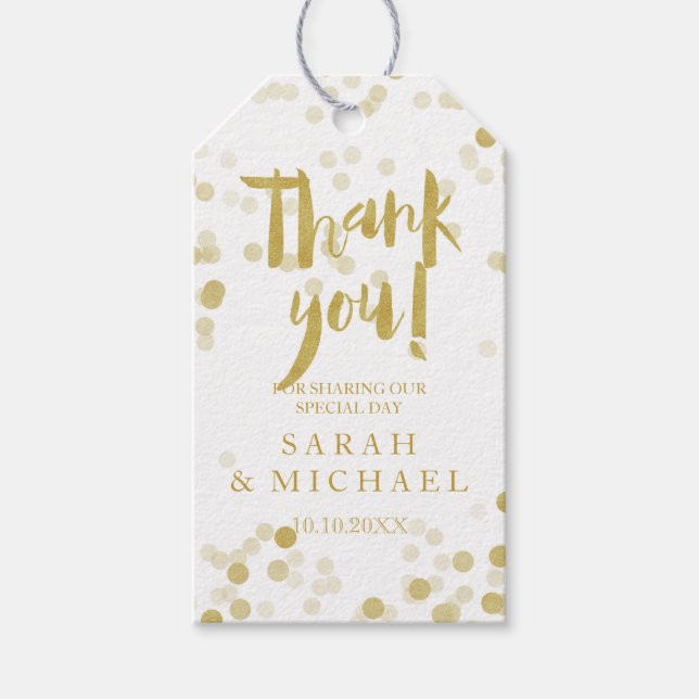 Faux Gold Foil Confetti Vielen Dank Geschenkanhänger (Vorderseite)