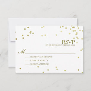 Faux Gold Foil Confetti Wedding RSVP