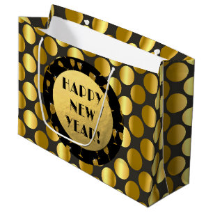 Faux Gold Foil Dots, Bonne Année ! Sac Cadeau