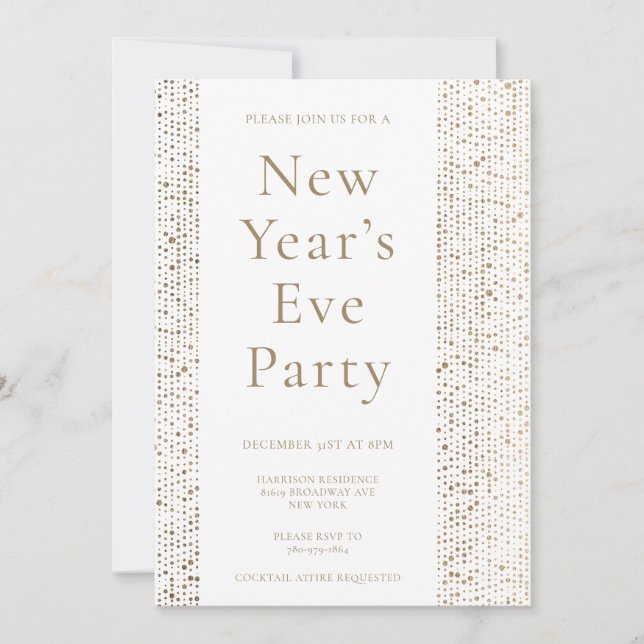 Faux Gold Foil Élégant Nouvel An Invitation de la  (Devant)