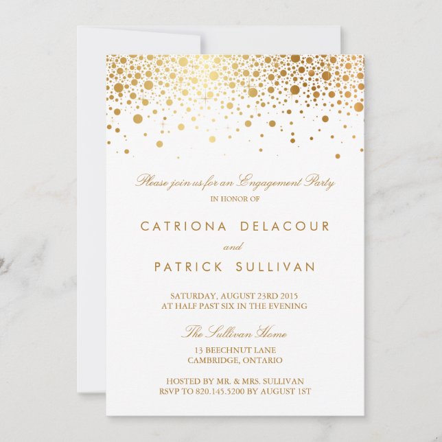 Faux Gold Foil Élégante invitation de la partie d' (Devant)