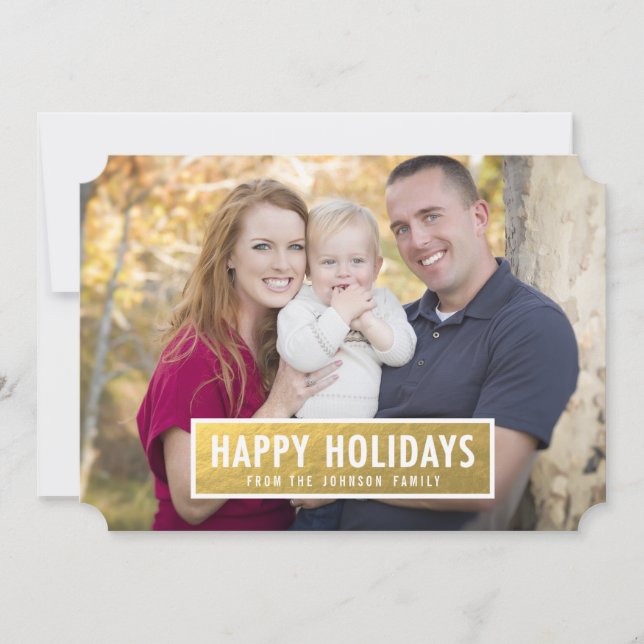 FAUX GOLD FOIL HEUREUX VACANCES CARTE PHOTO (Devant)