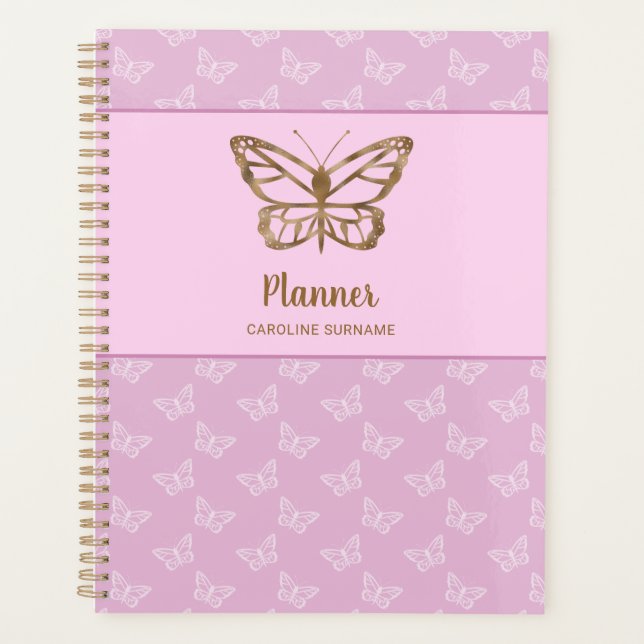 Faux Gold Foil Look Papillon sur Lavender Purple (Devant)