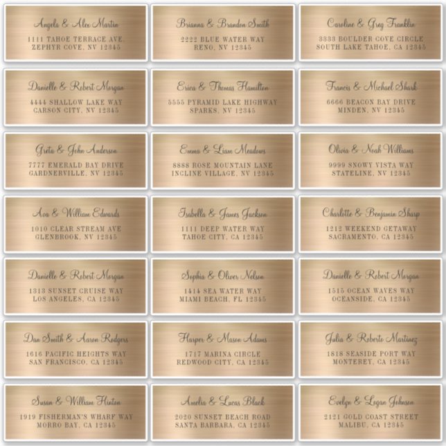 Faux Gold Foil Mariage individuel Étiquettes de ad (Devant)