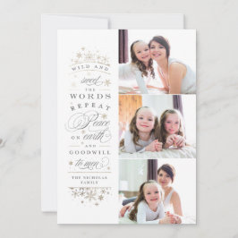 Faux Gold Foil Paix sur Terre Photo Carte de vacan