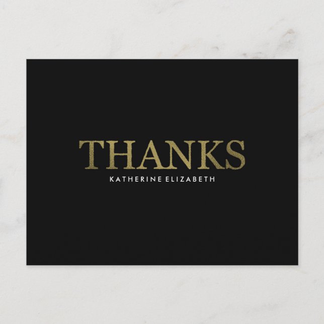Faux Gold Foil sur noir - Carte de remerciements p (Devant)