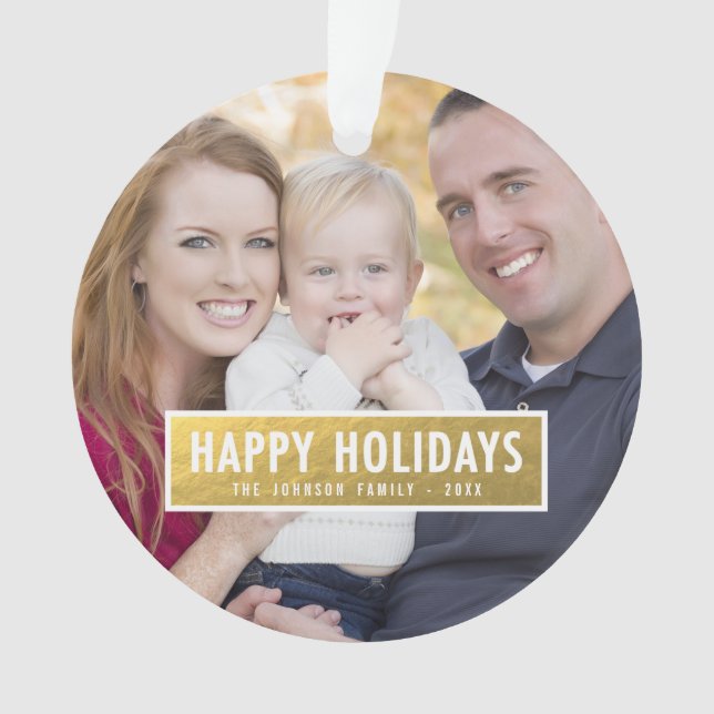 FAUX GOLD FOIL VACANCES PHOTO ORNAMENT (devant)