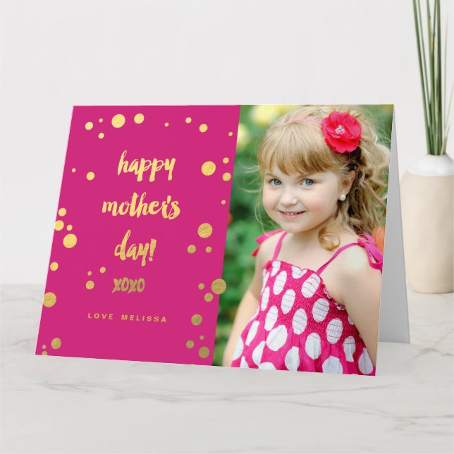 Faux Gold Foil XOXO | Carte de fête des mères (Devant)