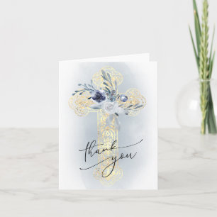 Faux Gold foin Cross carte de remerciements