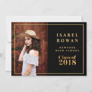 Faux gold Frame Graduation 2018 Invitation photo