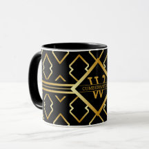 FAUX Gold Geometrisches Muster mit Monogramm auf S