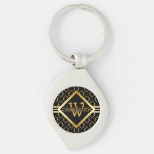 FAUX Gold Geometrisches Muster MONOGRAMM auf SCHWA Schlüsselanhänger