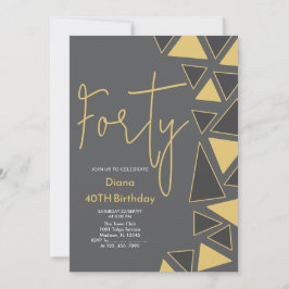 Faux Gold & Grey Invitation d'anniversaire