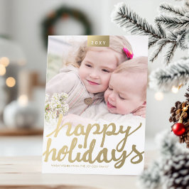 Faux Gold Happy Holidays Photo Carte photo moderne