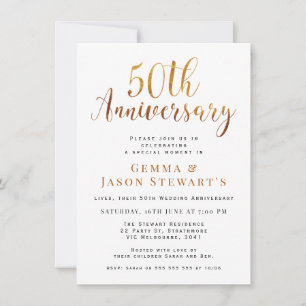 Faux Gold Kalligrafie 50. Hochzeitstag Einladung