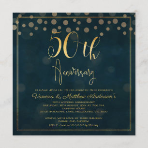 Faux Gold Kalligrafie 50. Jubiläums-Einladung Einladung