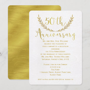 Faux Gold Kalligrafie 50. Jubiläums-Einladung Einladung